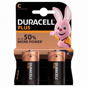 black and cream colored strip with a rabbit figure on it and written duracell plus on it
